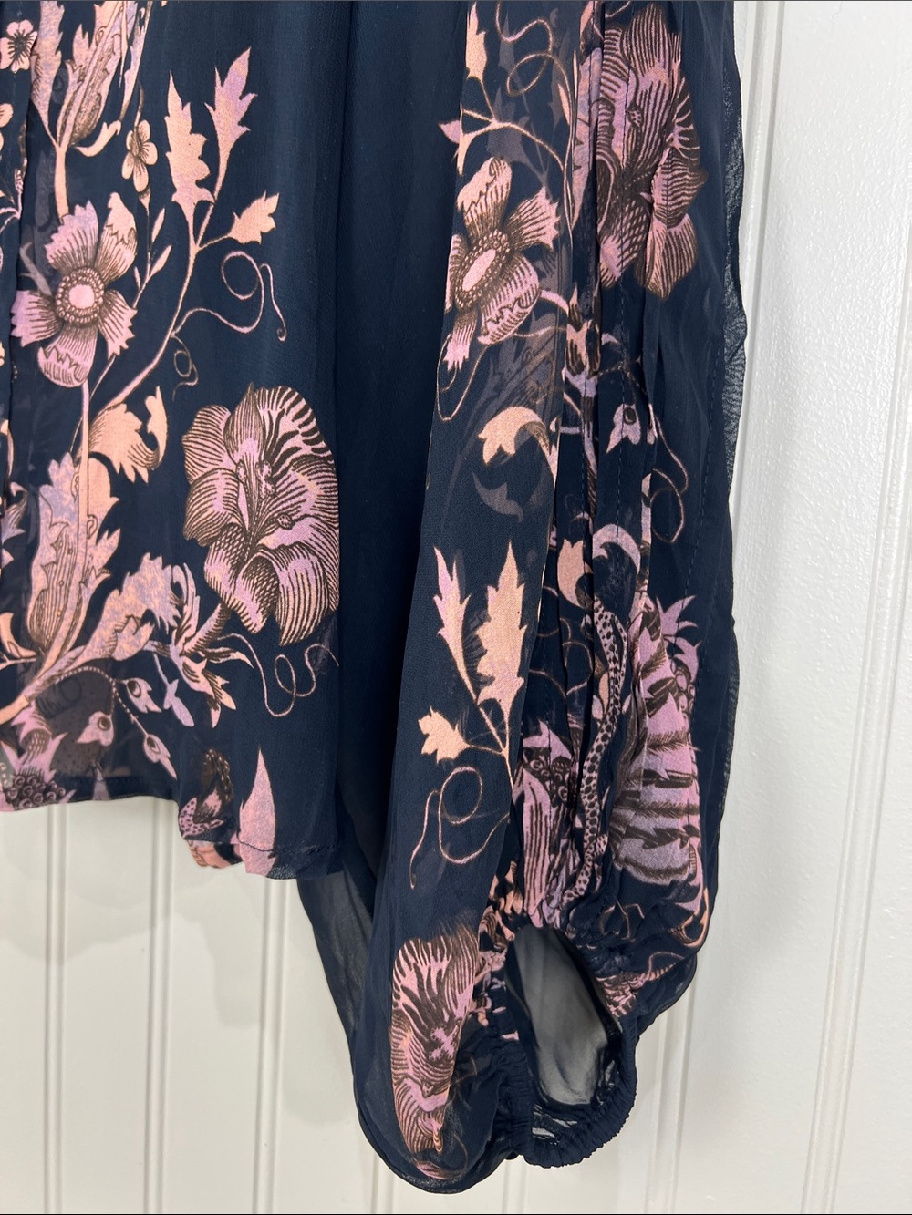 New Anthropologie Florence Balducci Pintuck Blouse Floral black motif Small - Picture 5 of 13